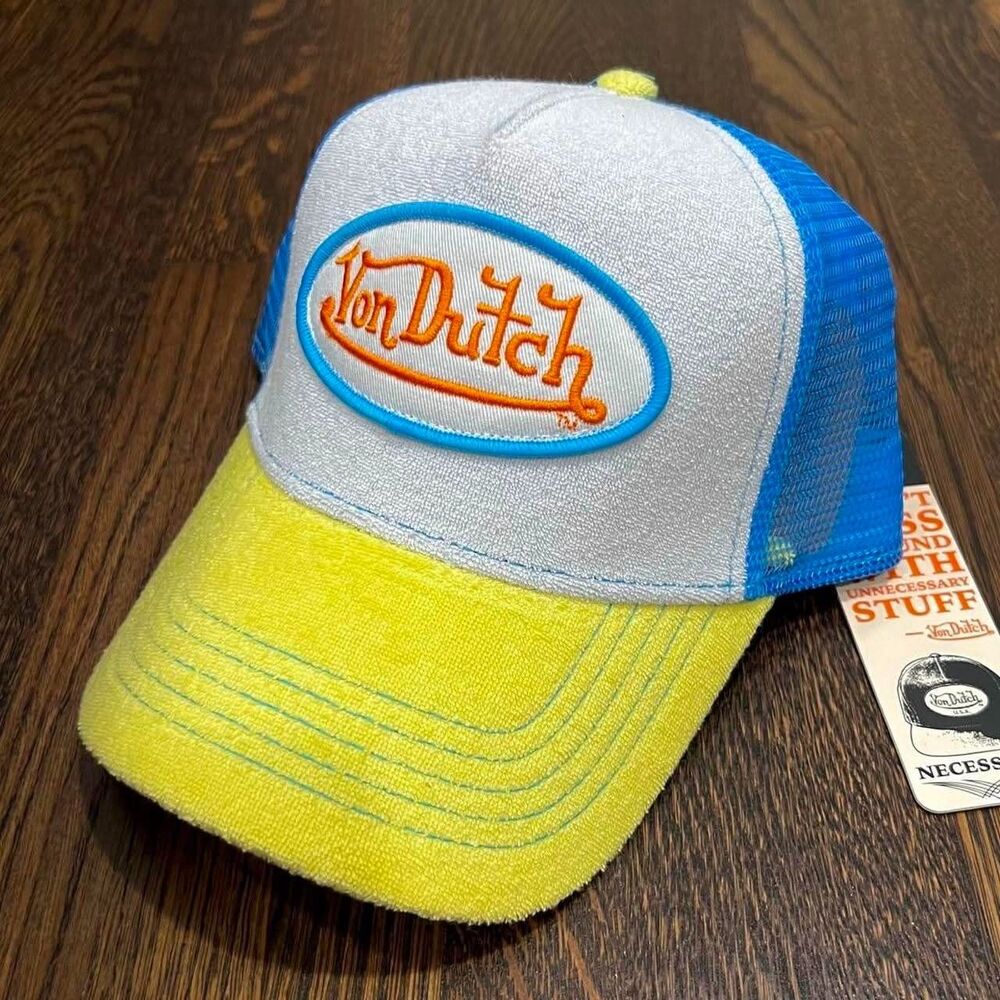 von dutch yellow blue white orange embroidered logo hat (NWT)